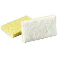 Light duty scrubbing sponge, Size: 6.1&quot; x 3.6&quot; x 0.7&quot;, yellow/white /k