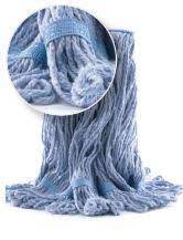 [ATL-1883] Vadrouille humide à bande étroite bleue, attachée, brins bouclés 24 oz /k