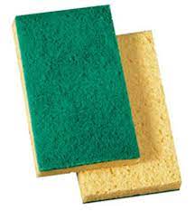[INO-PA-HP74+] Medium duty scrubbing sponge, Size: 6.1in x 3.6in x 0.7in yellow/green